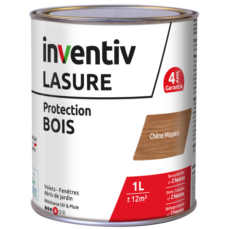 Lasure pour bois Protection chêne moyen 1 L INVENTIV