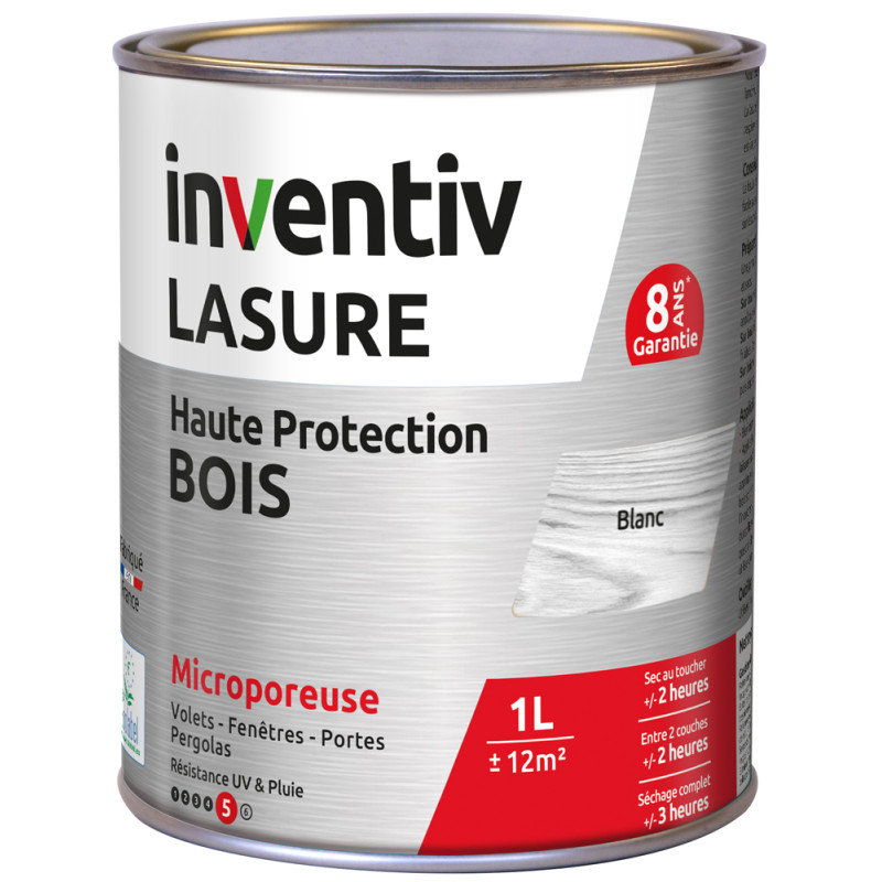 Lasure pour bois Haute Protection blanc 1 L INVENTIV