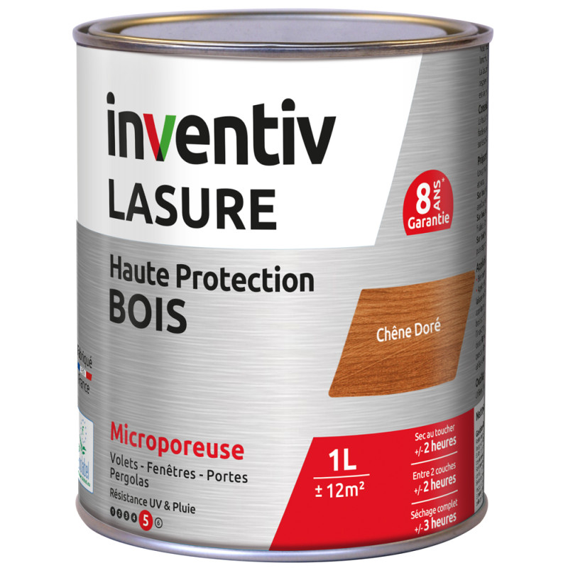 Lasure pour bois Haute Protection chêne doré 1 L INVENTIV