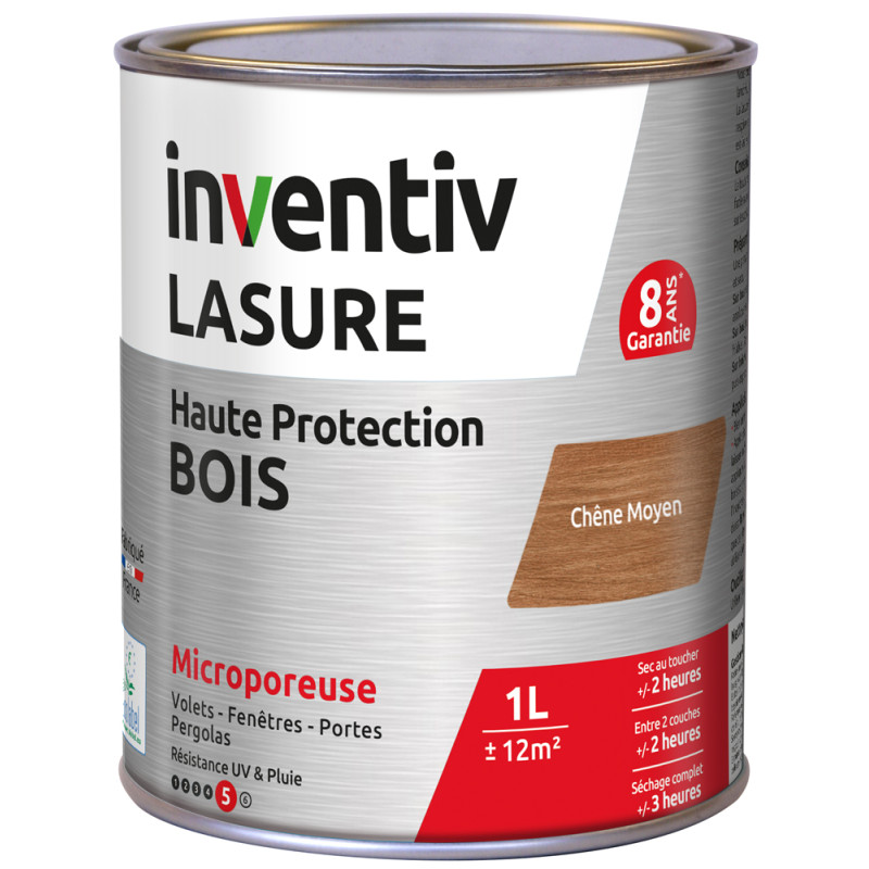 Lasure pour bois Haute Protection chêne moyen 1 L INVENTIV