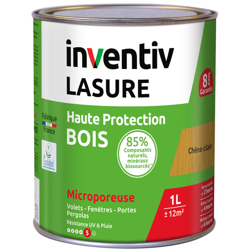 Lasure pour bois Haute Protection Bio chêne clair 1 L INVENTIV