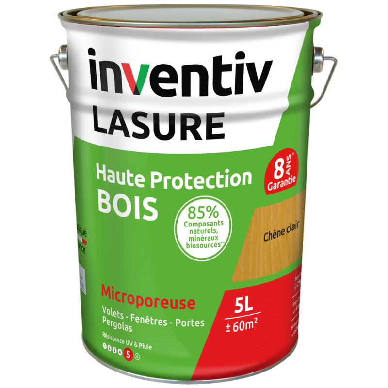 Lasure pour bois Haute Protection Bio chêne clair 5 L INVENTIV