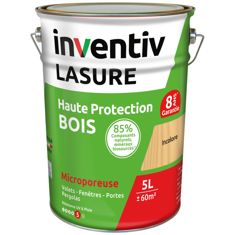 Lasure pour bois Haute Protection Bio incolore 5 L INVENTIV