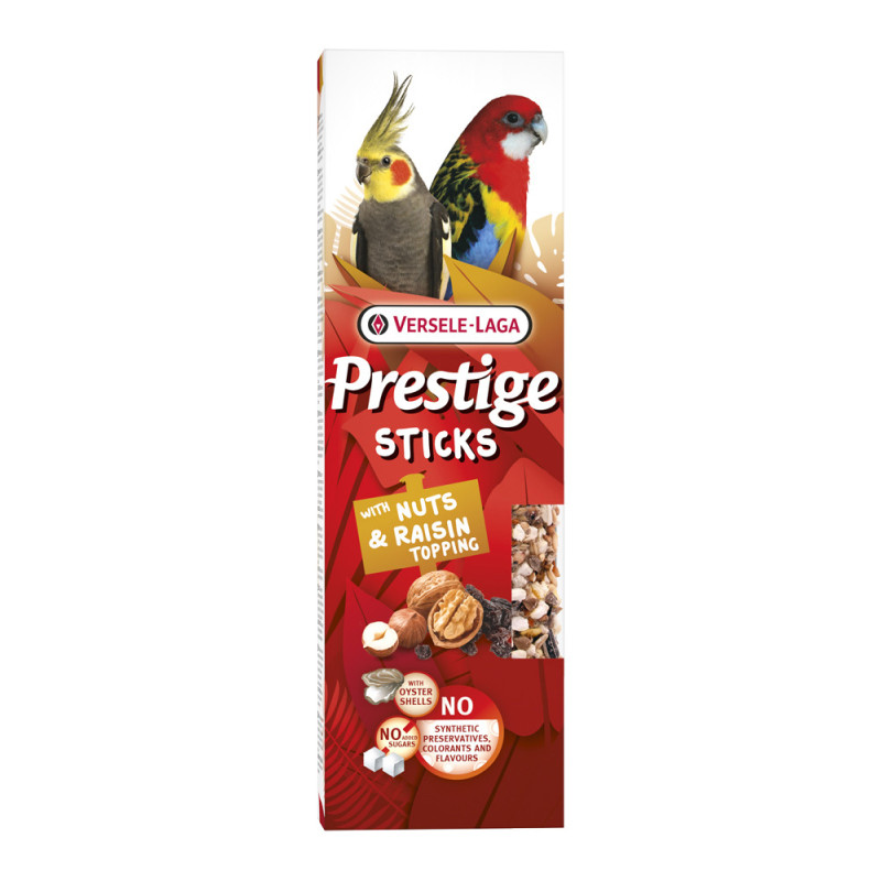 Stick aux noix et aux raisins secs pour grande perruche 2 pièces