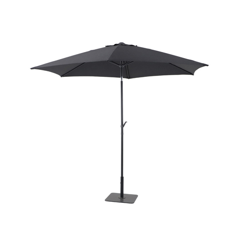 Parasol droit Solia avec manivelle gris chiné Ø 300 cm