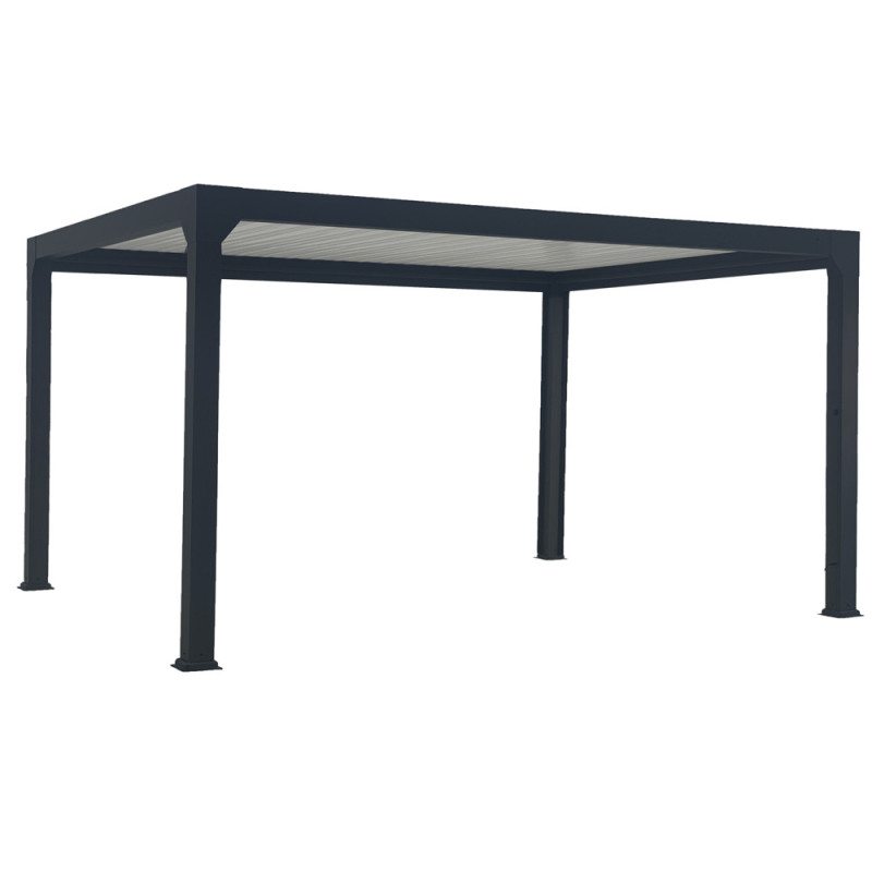 Pergola Bioclimatique Pianela en aluminium avec LED intégré noir sable 5 x 3 x 2,5 m