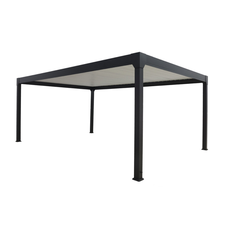 Pergola Bioclimatique Pianela en aluminium avec LED intégré noir sable 5 x 4 x 2,5 m