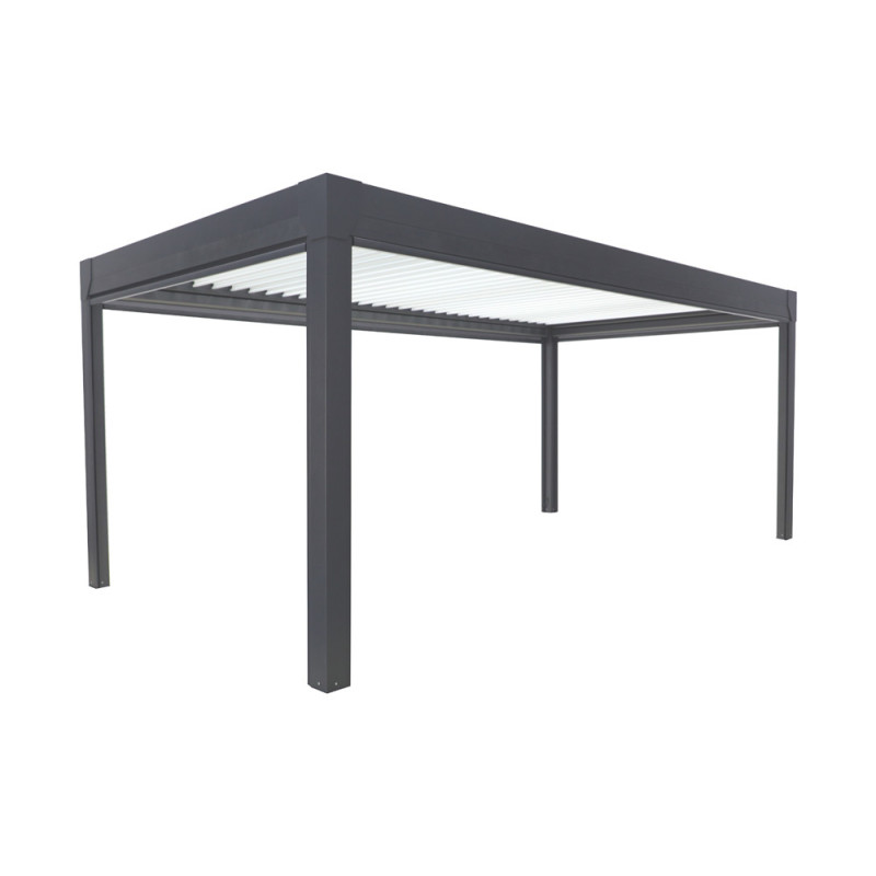 Pergola Bioclimatique Pianela Bi-zone en aluminium avec LED intégré gris sable 5 x 3 x 2,5 m