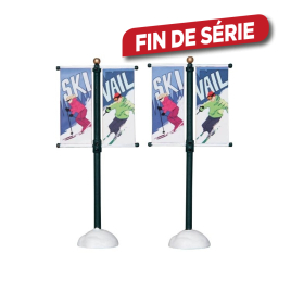 Poteau avec bannière ski 2 pièces LEMAX