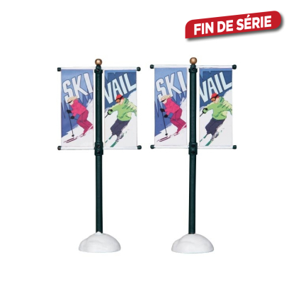 Poteau avec bannière ski 2 pièces LEMAX