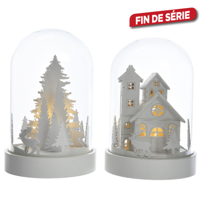 Paysage dans une cloche LED 18 cm DECORIS