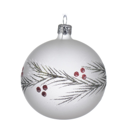 Boule de Noël avec dessin baie et houx 6 pièces DECORIS