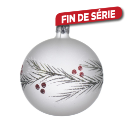 Boule de Noël en verre avec dessin baie et houx 6 pièces DECORIS