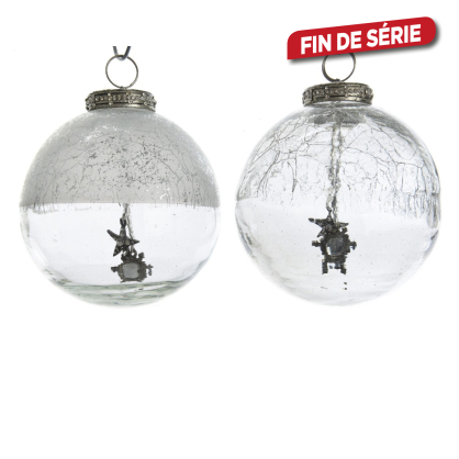 Boule de Noël craquelée avec dessin DECORIS