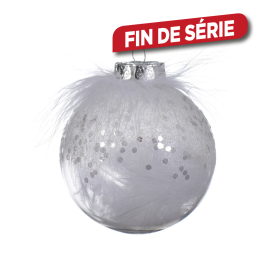 Boule de Noël en plastique transparente avec plume Ø 8 cm DECORIS