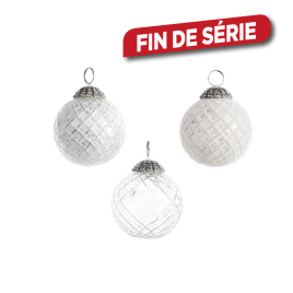 Boule de Noël en verre effet diamant vieilli Ø 7,5 cm DECORIS