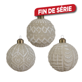 Boule de Noël en verre ornement peint Ø 8,5 cm DECORIS