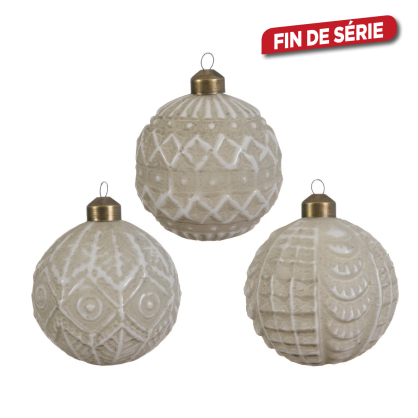 Boule de Noël en verre ornement peint Ø 8,5 cm DECORIS