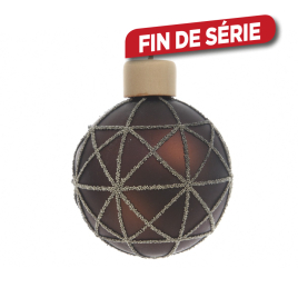 Boule de Noël en verre dessin graphique en perle 2 pièces DECORIS