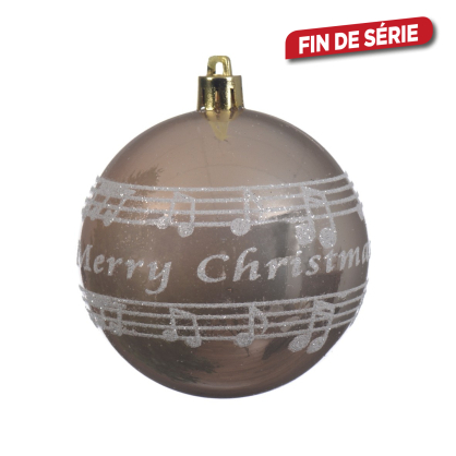 Boule de Noël en verre Merry Christmas en paillette Ø 8 cm DECORIS