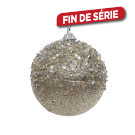 Boule de Noël en mousse pailletée lin naturel Ø 8 cm DECORIS