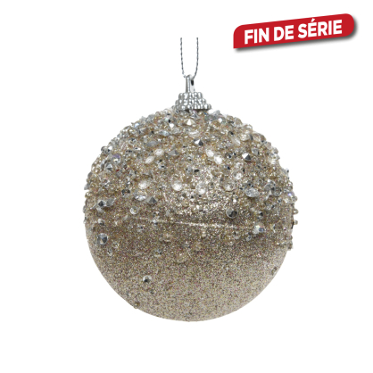 Boule de Noël en mousse pailletée lin naturel Ø 8 cm DECORIS