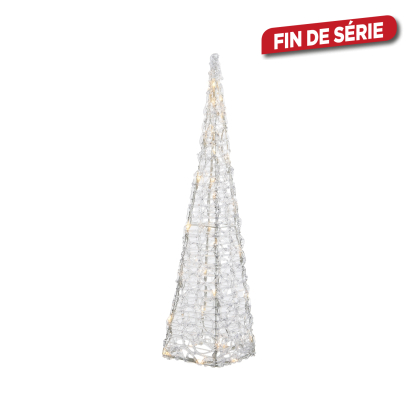 Pyramide illuminée LED en acrylique blanc chaud Ø15 x 58 cm DECORIS