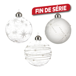 Boule de Noël en verre blanche Ø 8 cm DECORIS