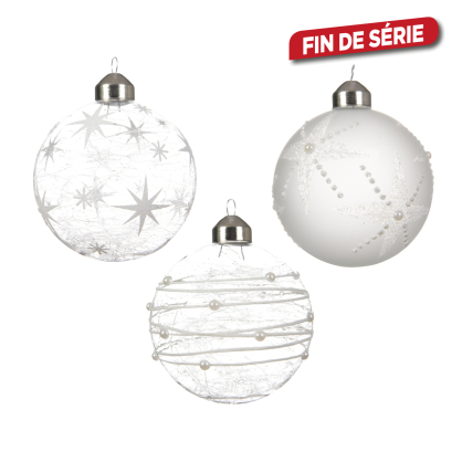 Boule de Noël en verre blanche Ø 8 cm DECORIS