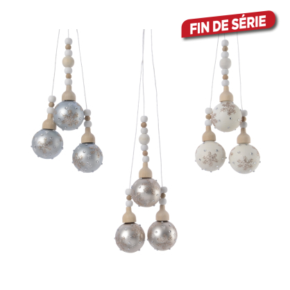 Grappe de boules de Noël en verre avec perles DECORIS