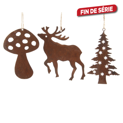 Suspension de Noël rouillée en fer DECORIS