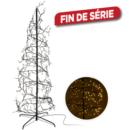 Arbre de Noël spirale lumineux 360 LED blanc chaud 150 cm