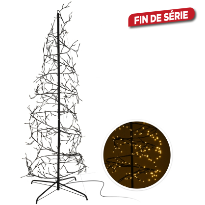 Arbre de Noël spirale lumineux 360 LED blanc chaud 150 cm