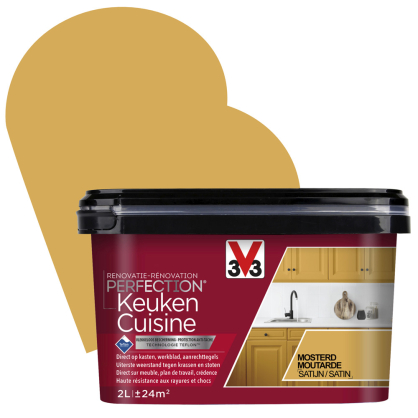 Peinture de rénovation pour cuisine Moutarde satin 2 L V33