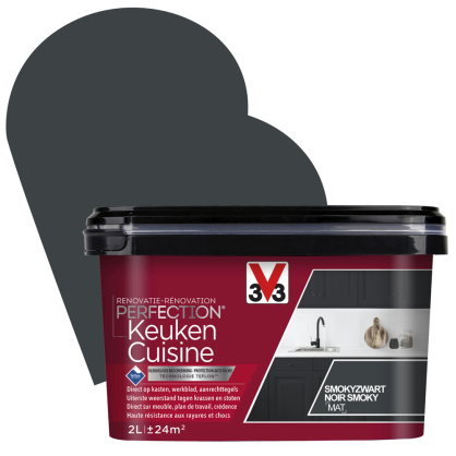 Peinture de rénovation pour cuisine Noir Smoky mat 2 L V33