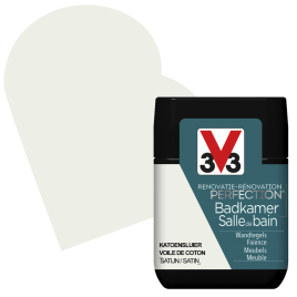 Peinture de rénovation pour salle de bain Voile de Coton satin 75 ml V33