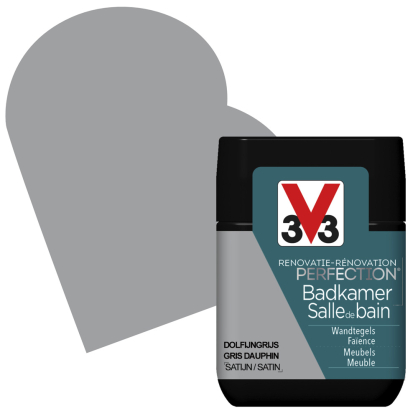 Peinture de rénovation pour salle de bain Gris Dauphin satin 0,75 L V33