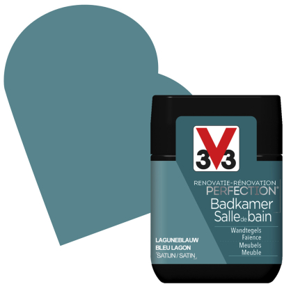 Peinture de rénovation pour salle de bain Bleu Lagon satin 0,75 L V33