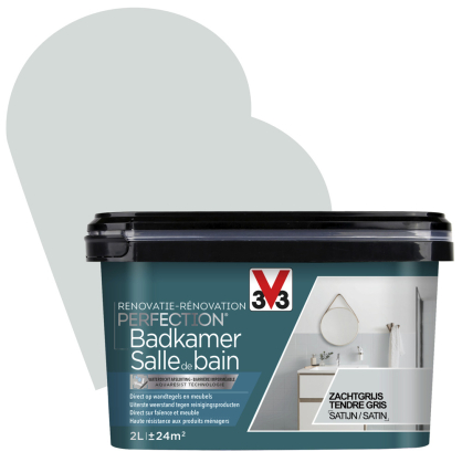 Peinture de rénovation pour salle de bain Tendre Gris satin 2 L V33