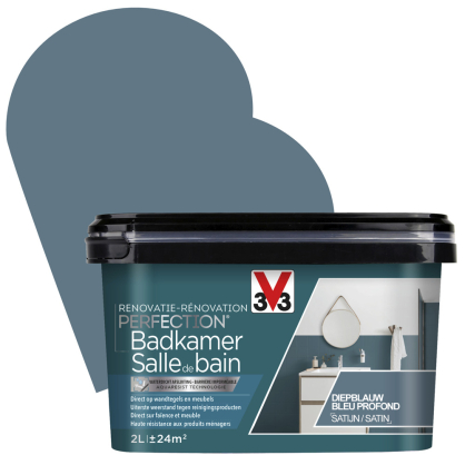 Peinture de rénovation pour salle de bain Bleu Profond satin 2 L V33