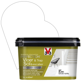 Peinture de rénovation pour sol et escalier Blanc satin 2 L V33