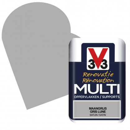 Peinture de rénovation multi-supports Gris Lune satin 75 ml V33