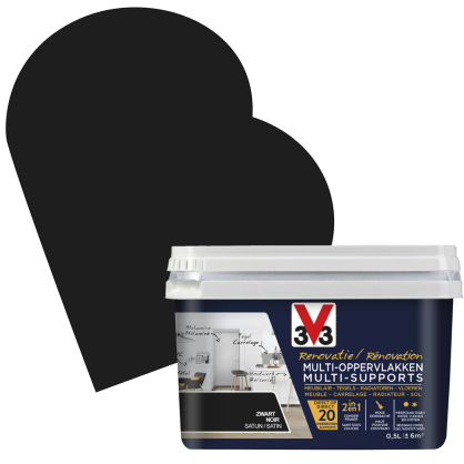 Peinture de rénovation multi-supports Noir satin 0,5 L V33