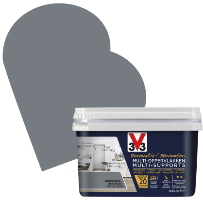 Peinture de rénovation multi-supports Gris Galet satin 0,5 L V33