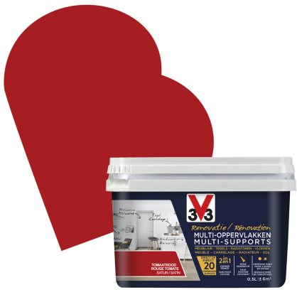 Peinture de rénovation multi-supports Rouge Tomate satin 0,5 L V33