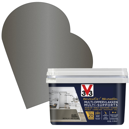 Peinture de rénovation multi-supports Argent métallisé 0,5 L V33