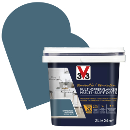 Peinture de rénovation multi-supports Bleu Batik satin 2 L V33