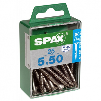 Vis TF Torx en inox Ø 5 x 50 mm 25 pièces SPAX