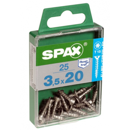 Vis TF Torx en inox Ø 3,5 x 20 mm 25 pièces SPAX