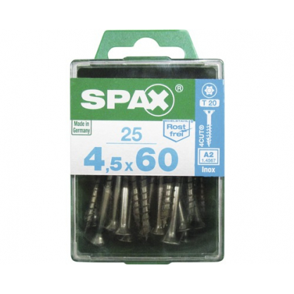 Vis TF Torx en inox Ø 4,5 x 60 mm 25 pièces SPAX